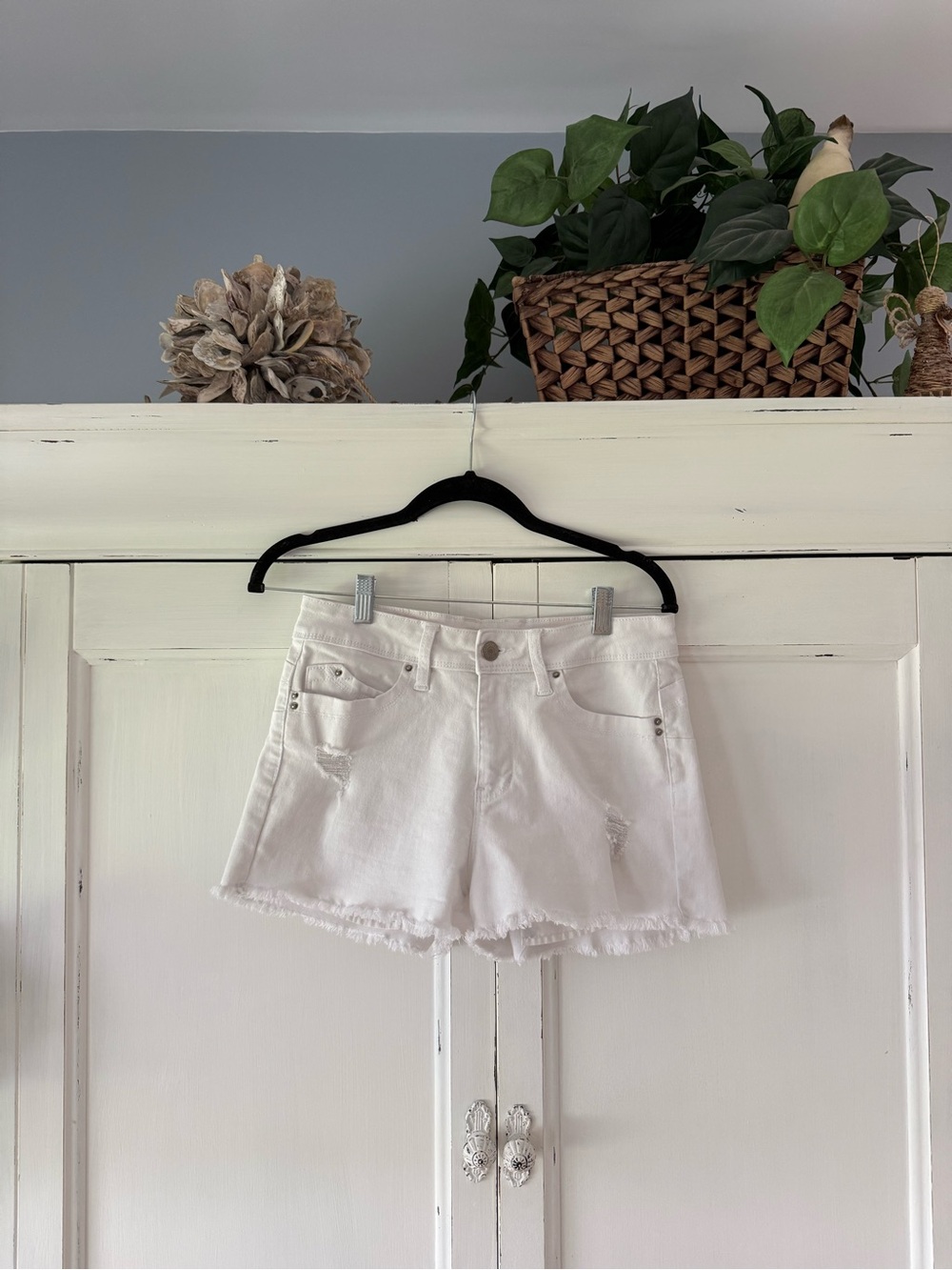 Women’s White Denim Cutoff Shorts